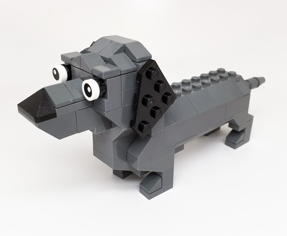 Constructibles® Gray Dachshund LEGO® Parts & Instructions Kit